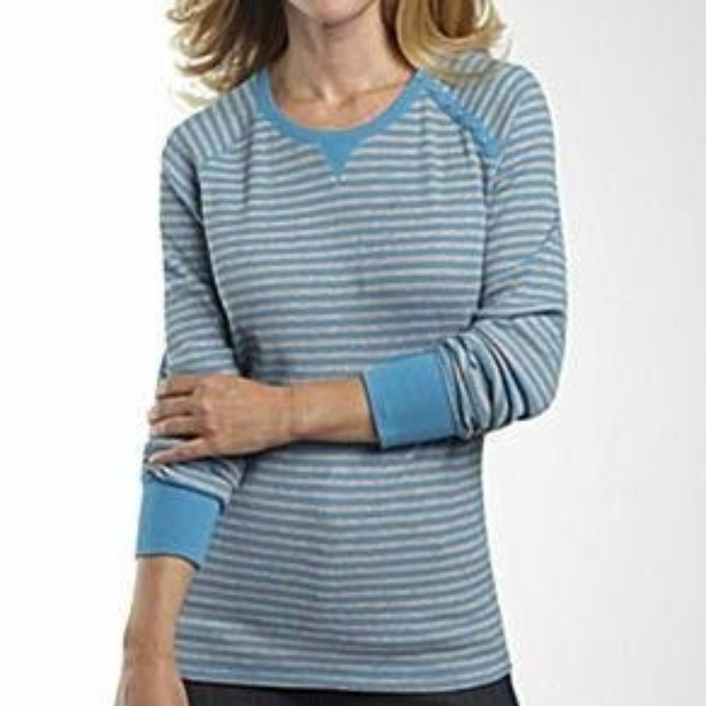 SJB Active Striped Thermal Tee, Vivid Blue / Grey